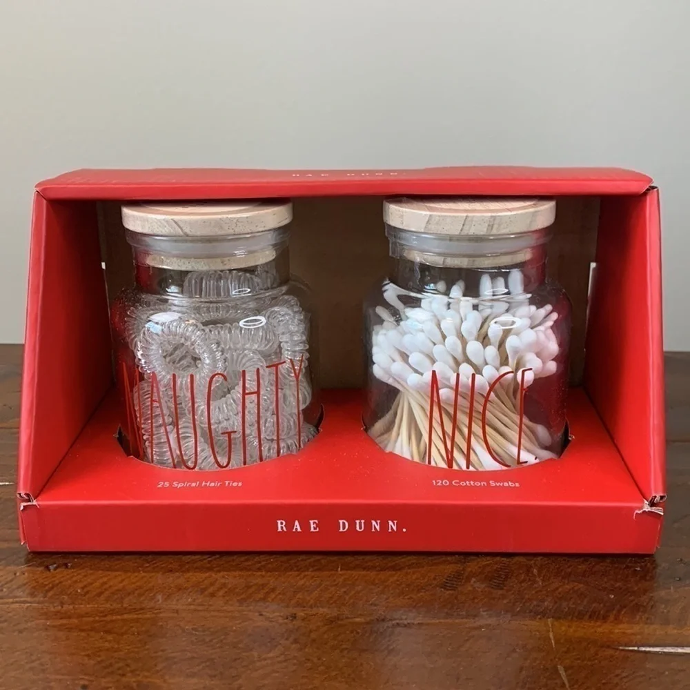 Rae Dunn Naughty & Nice Glass Jar Gift Set